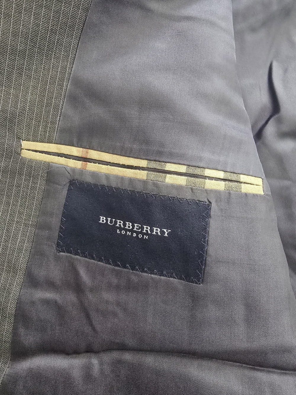 Mens Burberry Charcoal Pinstripe Two-Button Suit Jacket - Picture 5 of 8